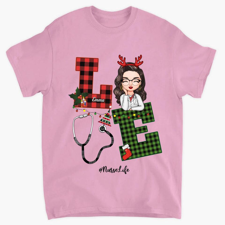 Personalized T-shirt - Gift For Nurse - Love Nurse Life Christmas