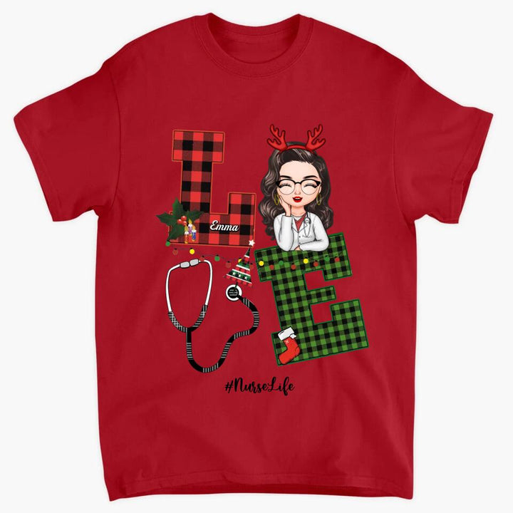 Personalized T-shirt - Gift For Nurse - Love Nurse Life Christmas