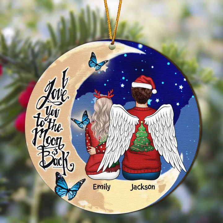 Personalized Wood Ornament - Gift For Family Member - I Love You To The Moon And Back