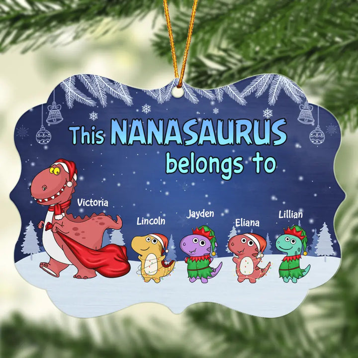 Personalized Mica Ornament -  Gift For Grandma - This Nanasaurus Belongs To