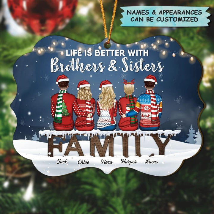 Personalized Wood Ornament - Gift For Family Member - Brother And Sister Never Apart