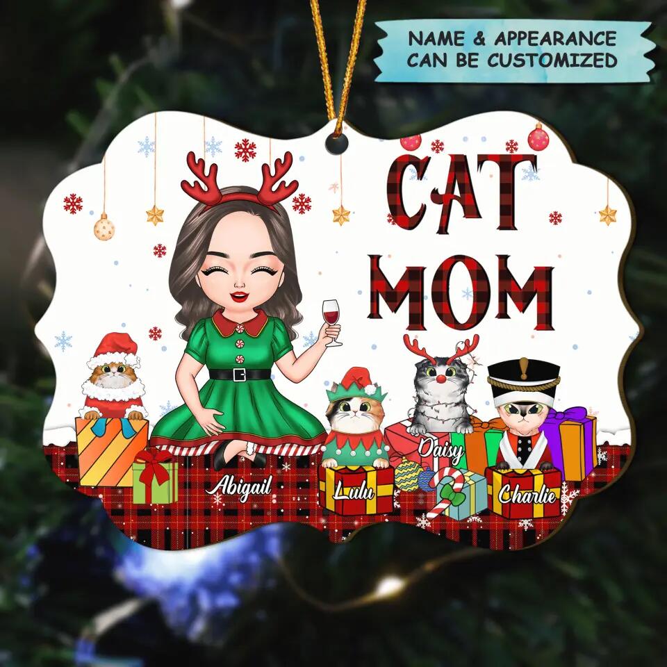 Personalized Wood Ornament - Gift For Cat Lover - Cat Mom Christmas