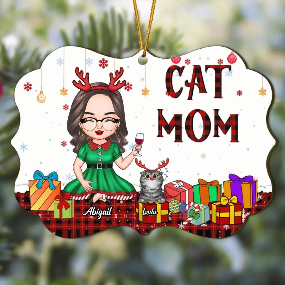 Personalized Wood Ornament - Gift For Cat Lover - Cat Mom Christmas