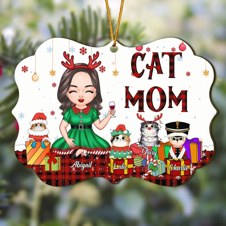 Personalized Wood Ornament - Gift For Cat Lover - Cat Mom Christmas