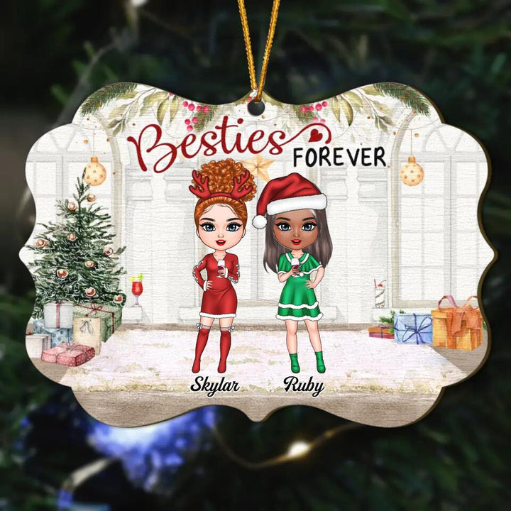 Personalized Wood Ornament - Christmas Gift For Friend - Besties Forever