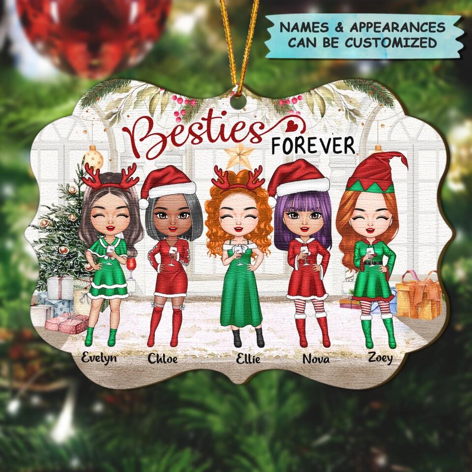Personalized Wood Ornament - Christmas Gift For Friend - Besties Forever