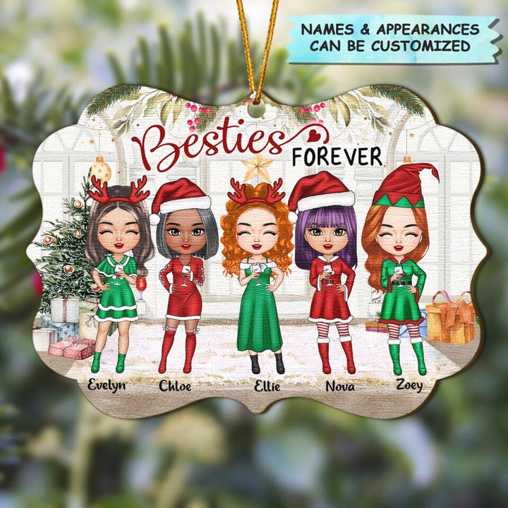 Personalized Wood Ornament - Christmas Gift For Friend - Besties Forever