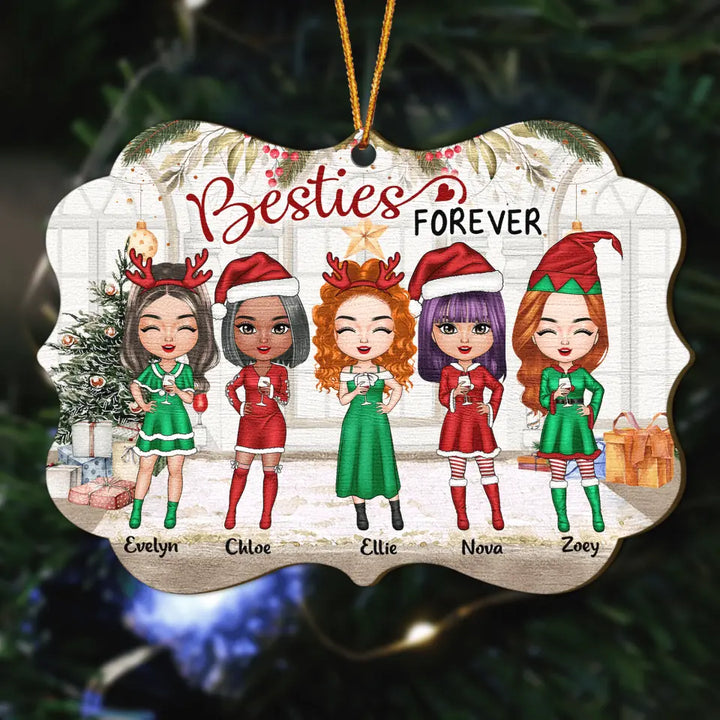 Personalized Wood Ornament - Christmas Gift For Friend - Besties Forever