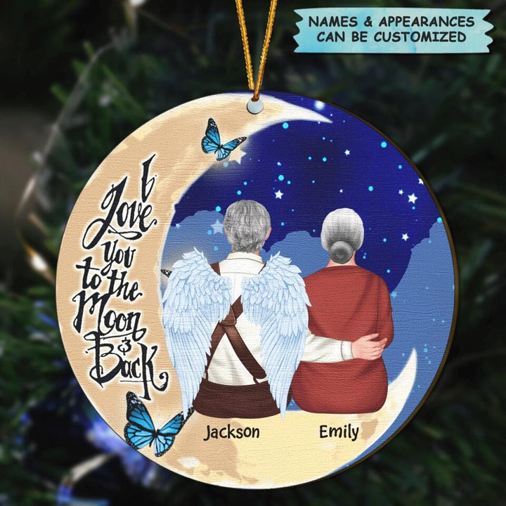 Personalized Wood Ornament - Gift For Couple - I Love You To The Moon And Back