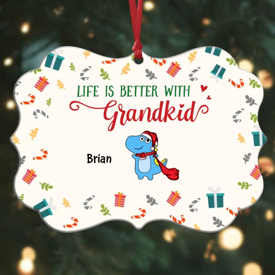 Life Is Better With Grandkids - Personalized Aluminium Ornament - Gift For Family Member