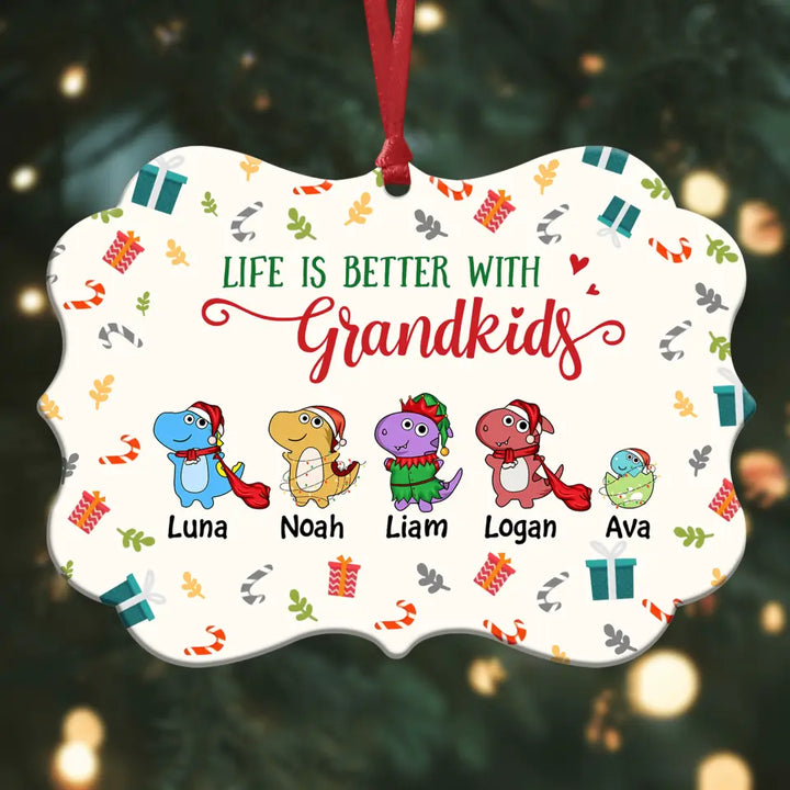 Life Is Better With Grandkids - Personalized Aluminium Ornament - Gift For Family Member