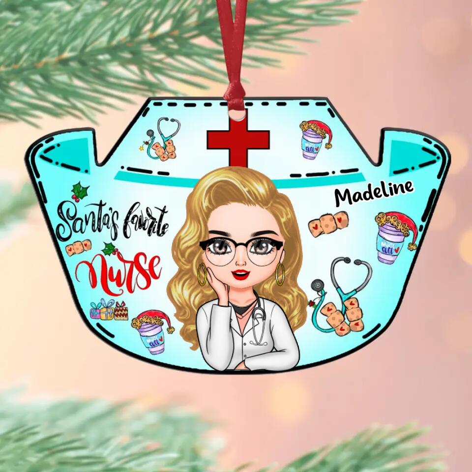 Personalized Aluminium Ornament - Gift For Nurse - Santa's Favorite Nurse