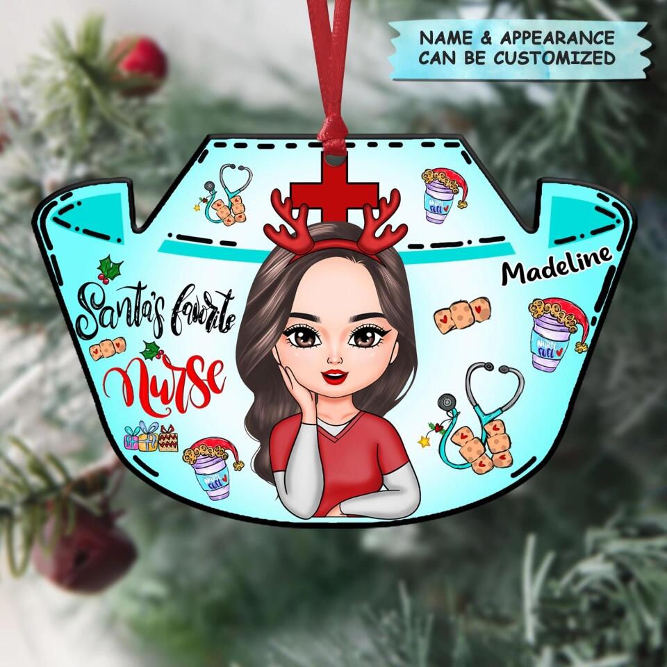 Personalized Aluminium Ornament - Gift For Nurse - Santa's Favorite Nurse