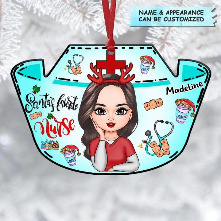 Personalized Aluminium Ornament - Gift For Nurse - Santa's Favorite Nurse