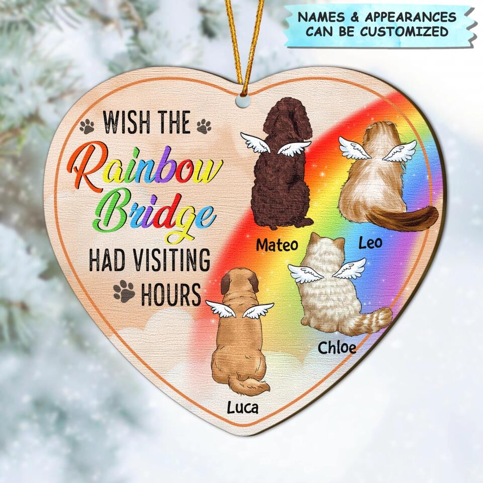 Personalized Wood Ornament - Gift For Pet Lover - Memorial Wish The Rainbow