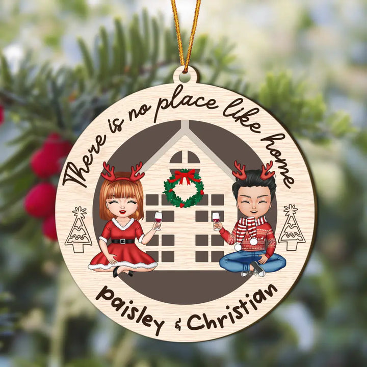 Personalized Wood Ornament - Gift For Couple - There Is No Place Like Home
