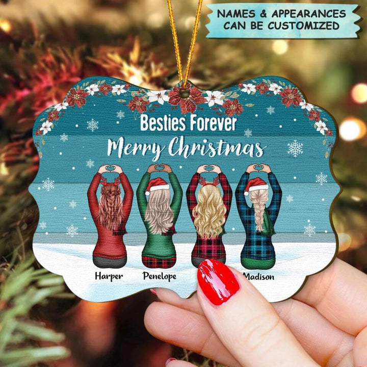 Personalized Wood Ornament - Gift For Friend - Besties Forever Merry Christmas