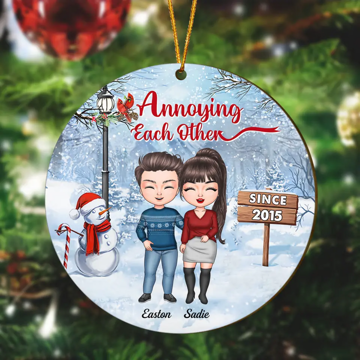 Personalized Wood Ornament - Gift For Couple, Lovers - Annoying Each Other