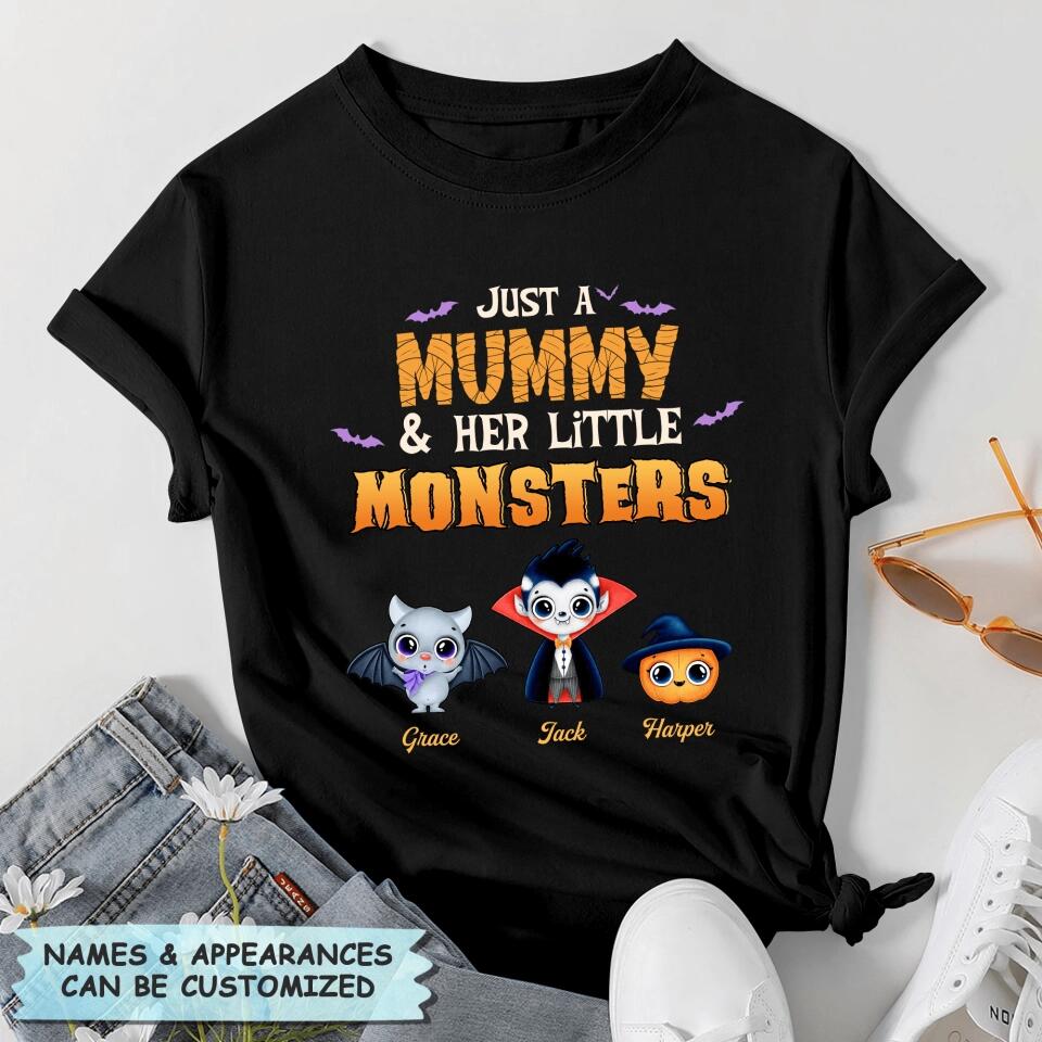 Personalized T-shirt - Gift For Mom - Just A Mommy With Her Little Monsters