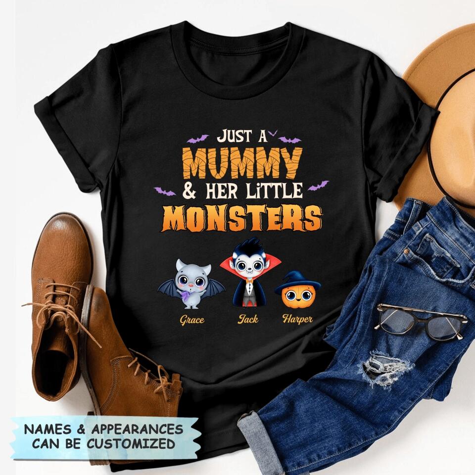 Personalized T-shirt - Gift For Mom - Just A Mommy With Her Little Monsters
