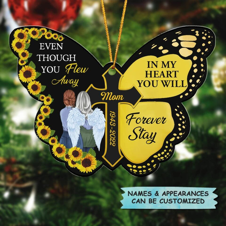 Personalized Mica Ornament - Gift For Family Member - Even Though You Flew Away
