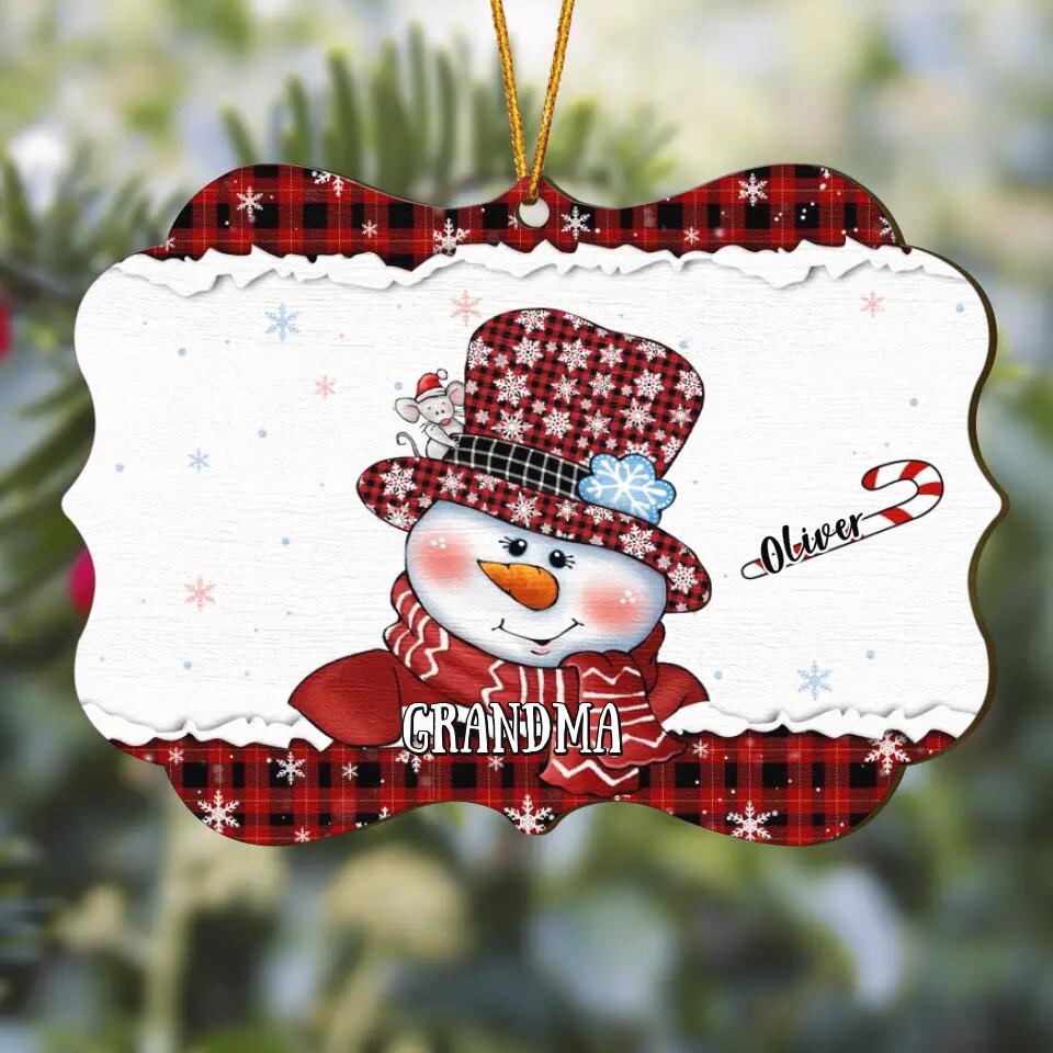 Snowman Grandma Ornament - Personalized Wood Ornament - Christmas Gift For Grandma