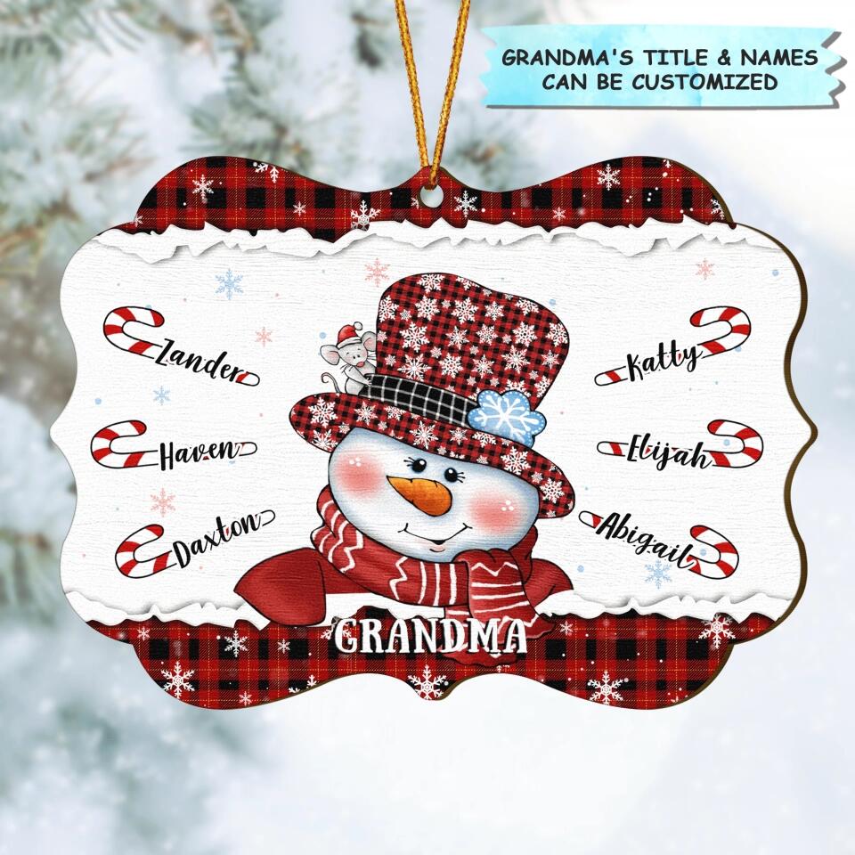 Snowman Grandma Ornament - Personalized Wood Ornament - Christmas Gift For Grandma