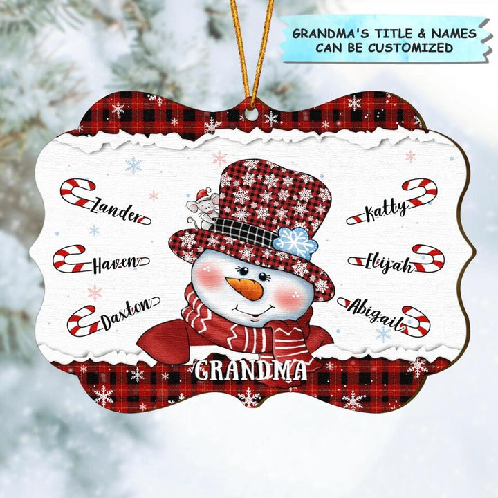 Snowman Grandma Ornament - Personalized Wood Ornament - Christmas Gift For Grandma