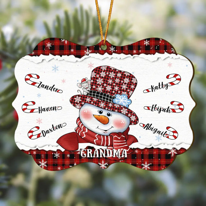 Snowman Grandma Ornament - Personalized Wood Ornament - Christmas Gift For Grandma