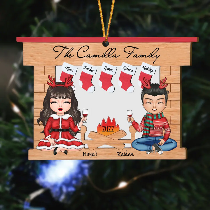 Personalized Wood Ornament - Gift For Family Member - Home Together Fireplace
