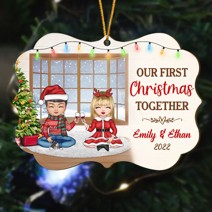 Personalized Wood Ornament - Gift For Couple, Lovers - Our First Christmas Together