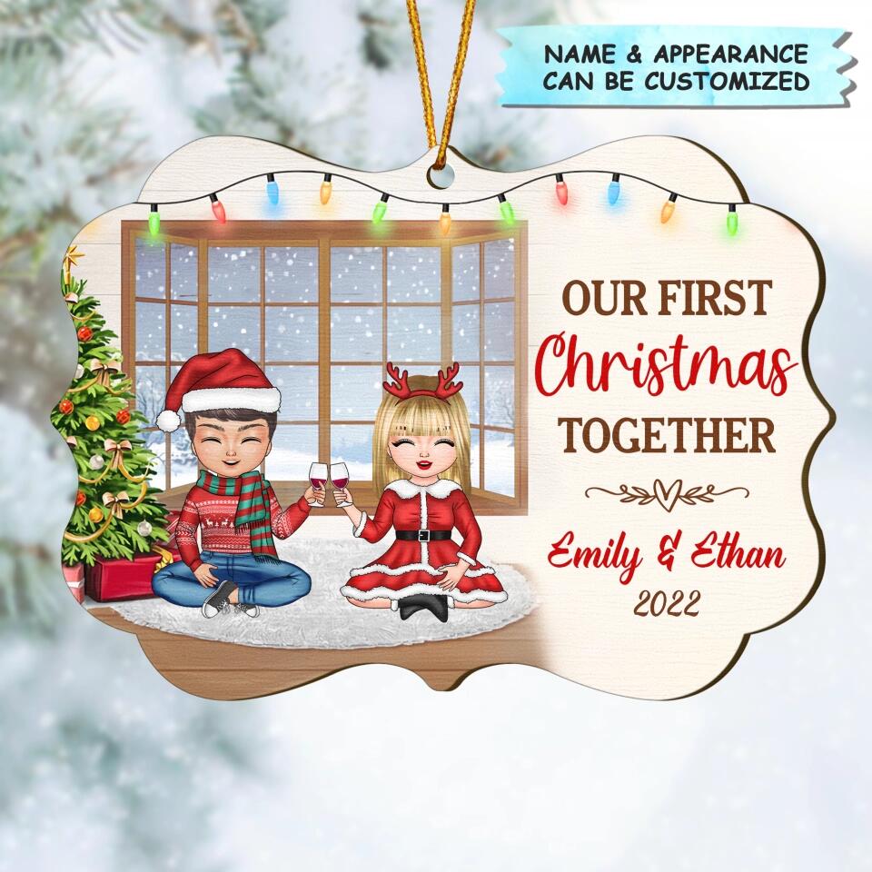 Personalized Wood Ornament - Gift For Couple, Lovers - Our First Christmas Together