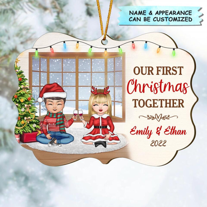 Personalized Wood Ornament - Gift For Couple, Lovers - Our First Christmas Together