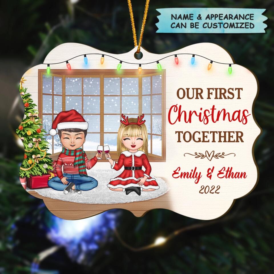 Personalized Wood Ornament - Gift For Couple, Lovers - Our First Christmas Together