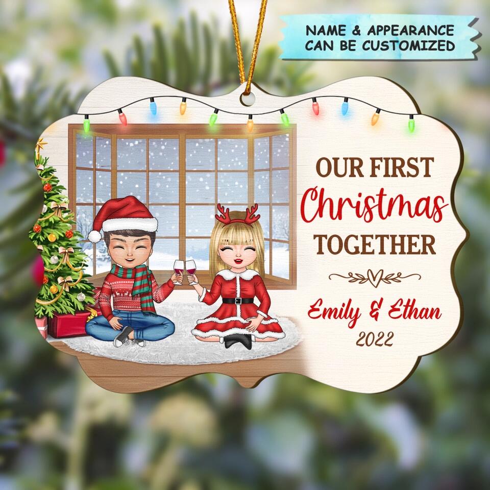 Personalized Wood Ornament - Gift For Couple, Lovers - Our First Christmas Together
