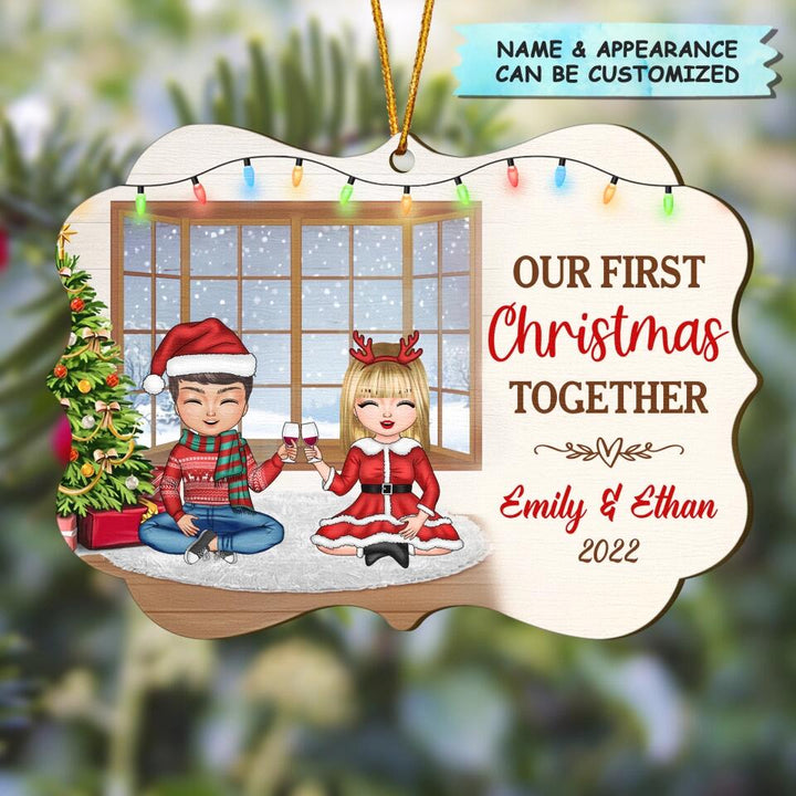 Personalized Wood Ornament - Gift For Couple, Lovers - Our First Christmas Together