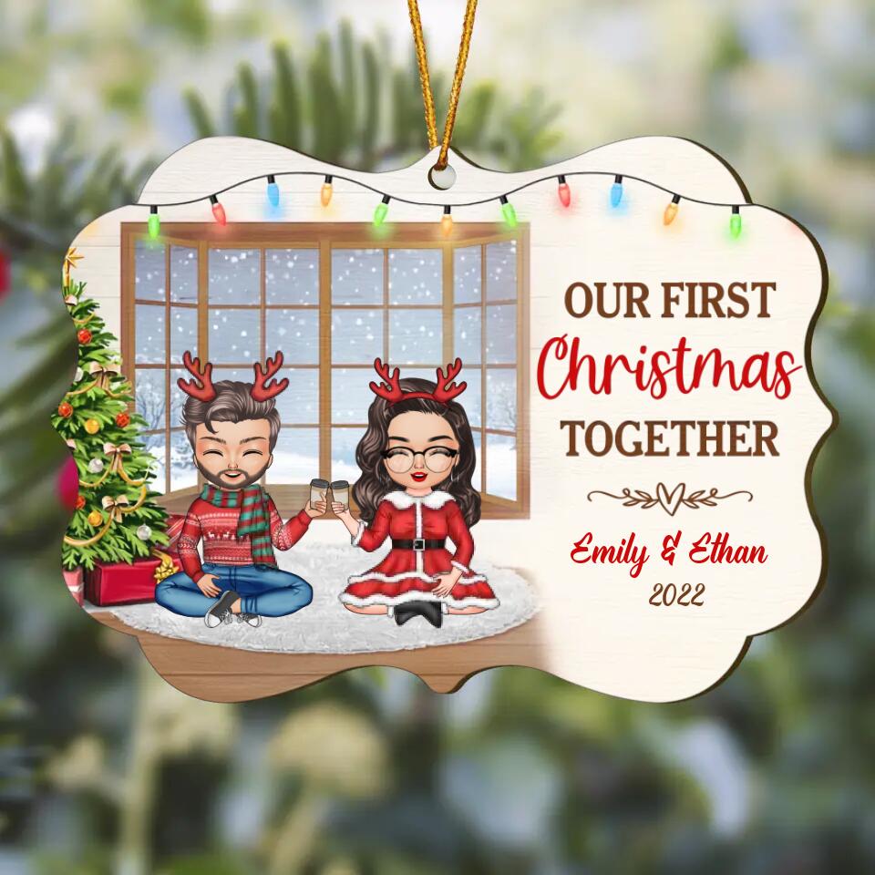 Personalized Wood Ornament - Gift For Couple, Lovers - Our First Christmas Together