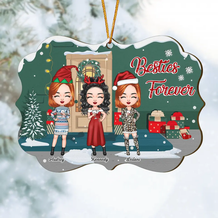 Personalized Wood Ornament - Gift For Friends, Bestie - Besties Forever