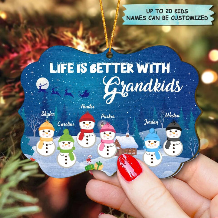 Life Is Better With Grandkids - Personalized Wood Ornament - Christmas Gift For Grandparents, Family