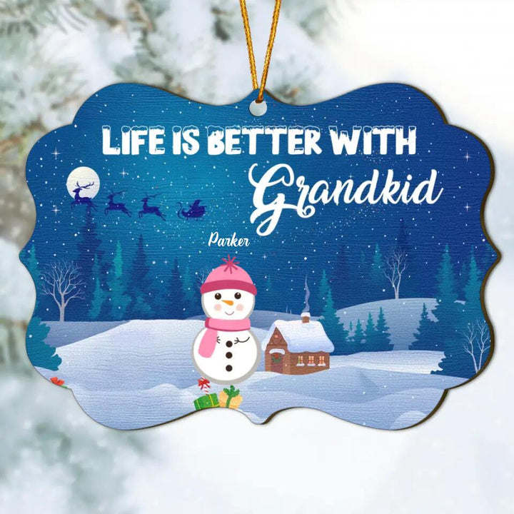 Life Is Better With Grandkids - Personalized Wood Ornament - Christmas Gift For Grandparents, Family