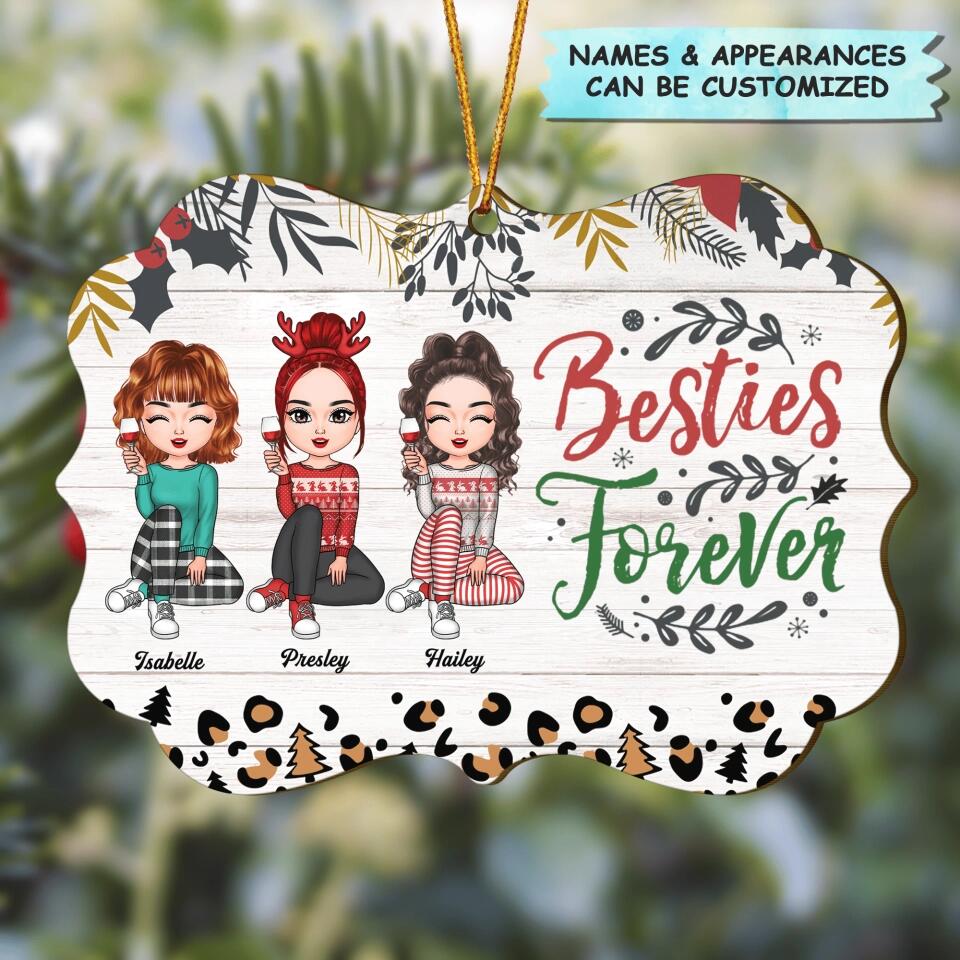 Personalized Wood Ornament - Gift For Friend, Besties - Besties Forever