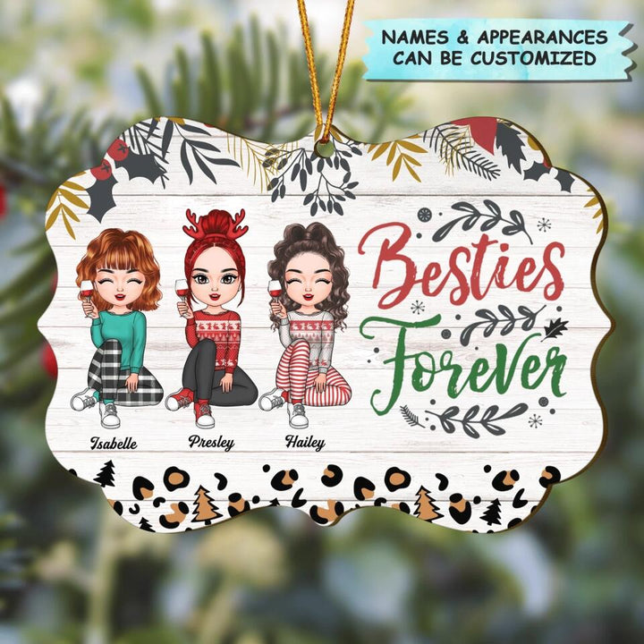 Personalized Wood Ornament - Gift For Friend, Besties - Besties Forever