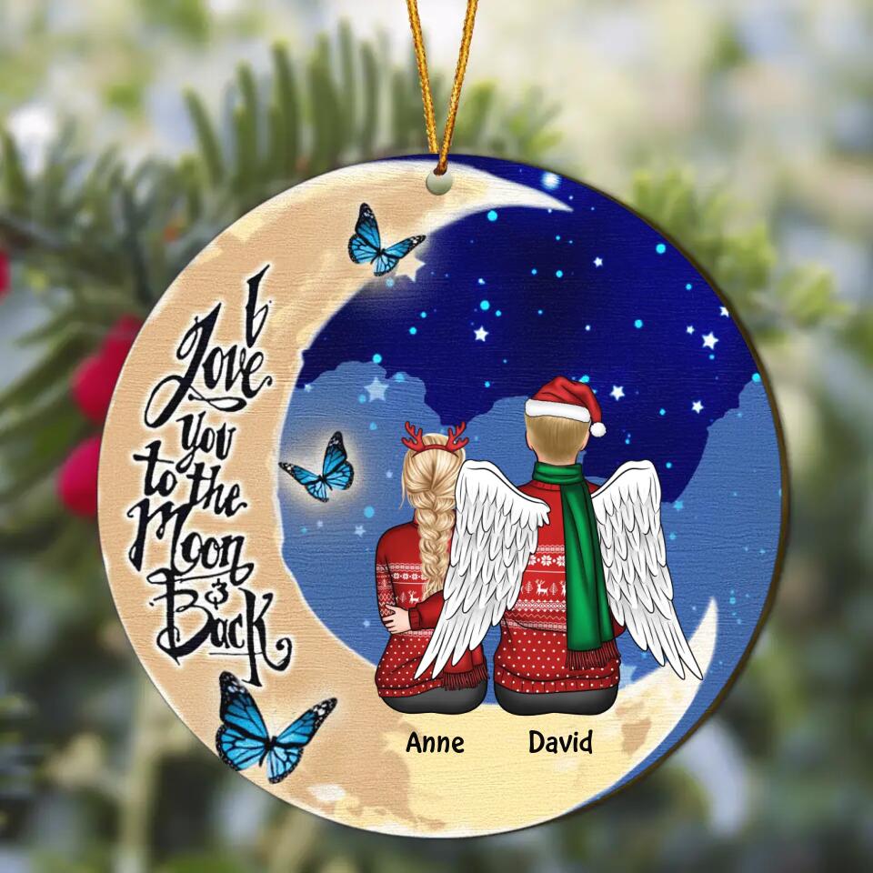Personalized Wood Ornament - Gift For Family Member - I Love You To The Moon And Back
