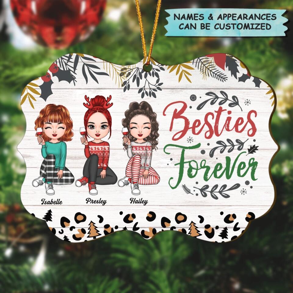 Personalized Wood Ornament - Gift For Friend, Besties - Besties Forever