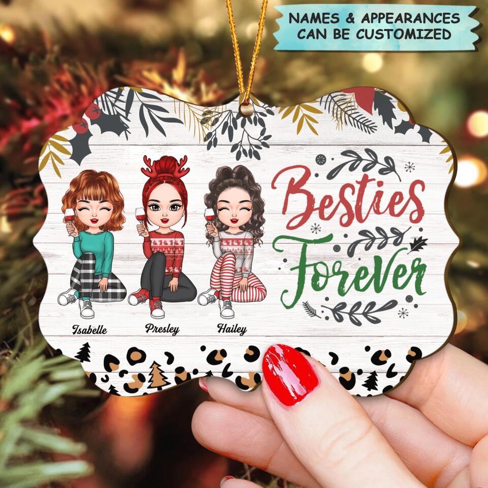 Personalized Wood Ornament - Gift For Friend, Besties - Besties Forever