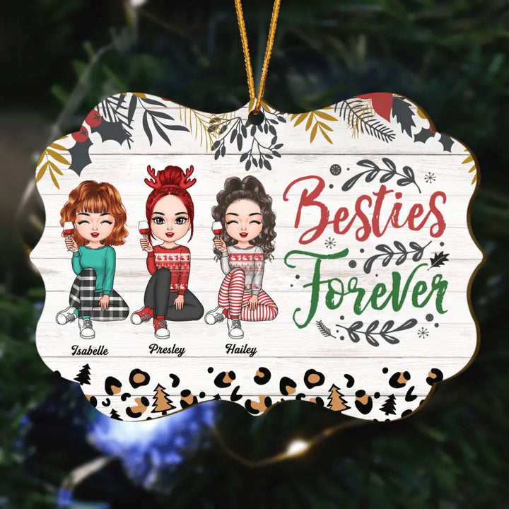 Personalized Wood Ornament - Gift For Friend, Besties - Besties Forever