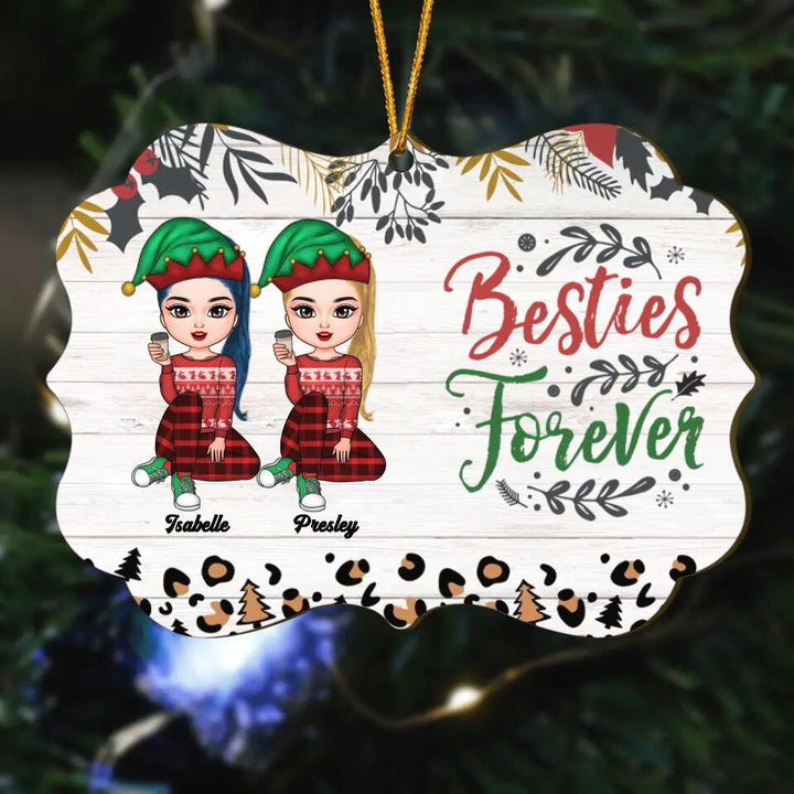 Personalized Wood Ornament - Gift For Friend, Besties - Besties Forever