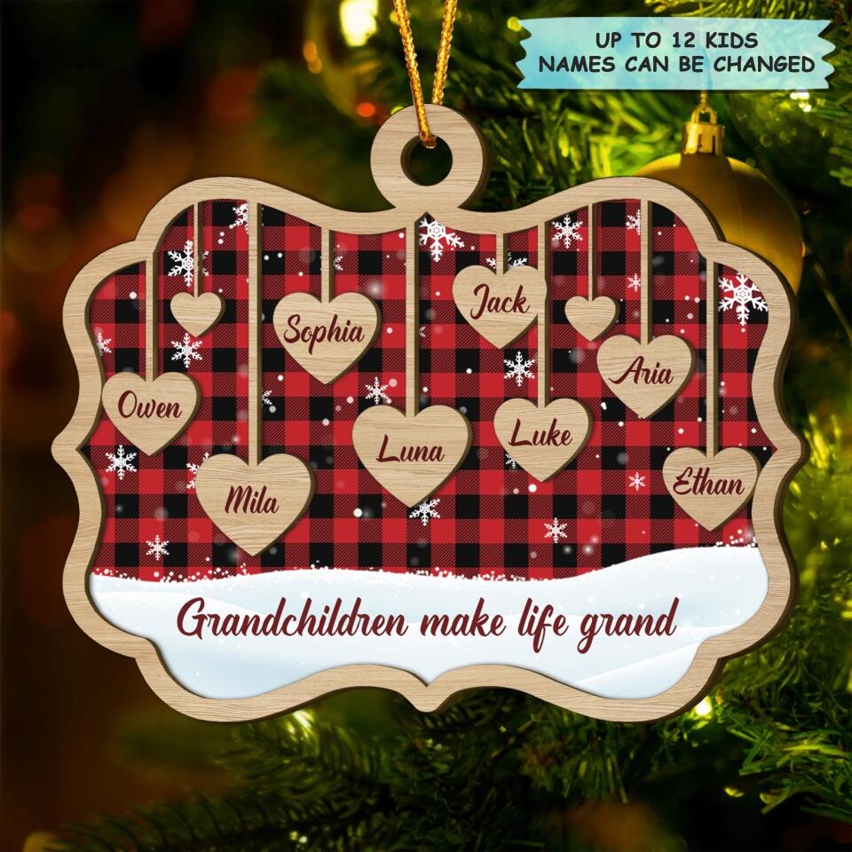Grandchildren Make Life Grand - Personalized Layer Wood Ornament - Gift For Grandparent