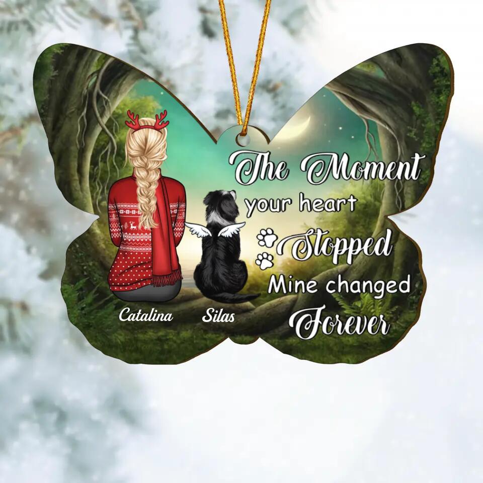 Personalized Wood Ornament - Gift For Dog Lover - The Moment Your Heart Stopped Mine Changed Forever