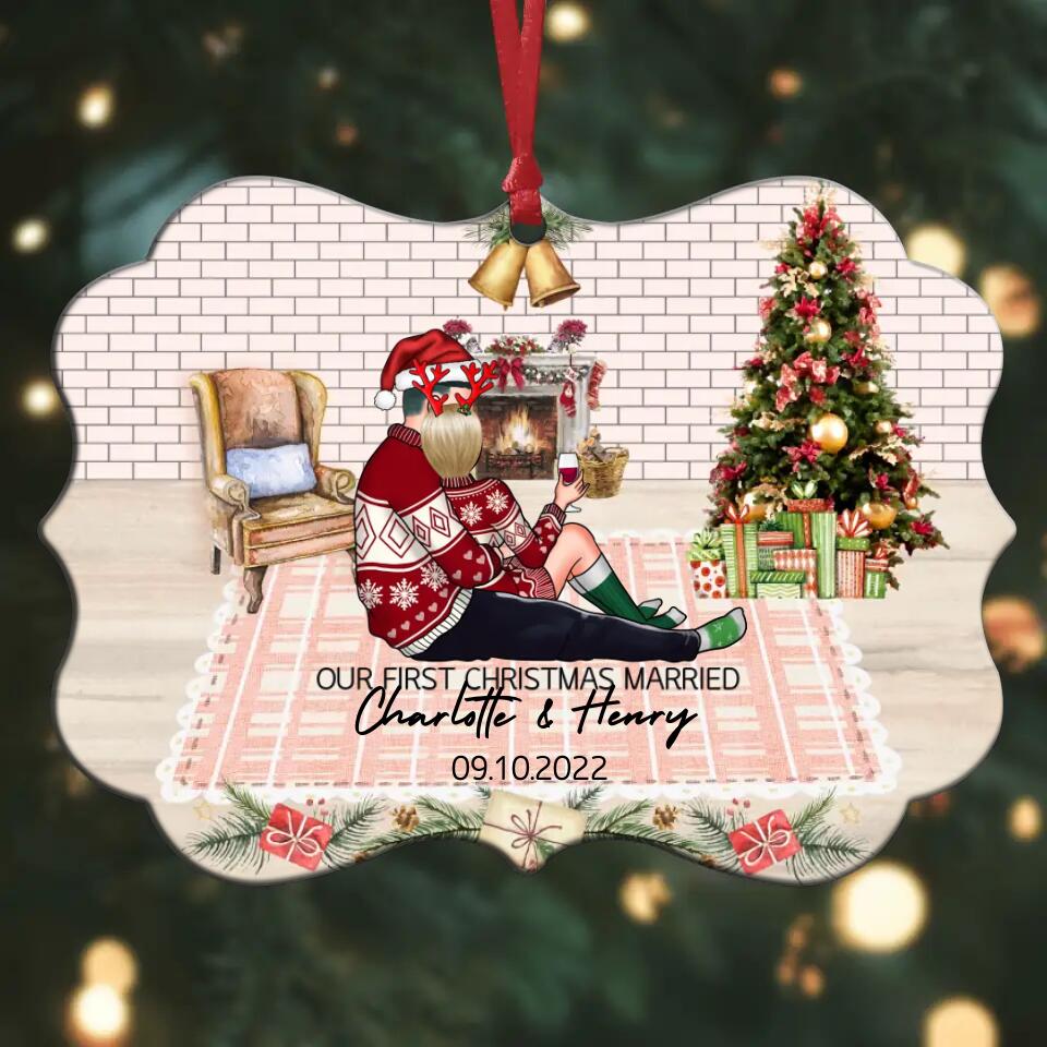 Personalized Aluminium Ornament - Gift For Couple - Our First Christmas Married